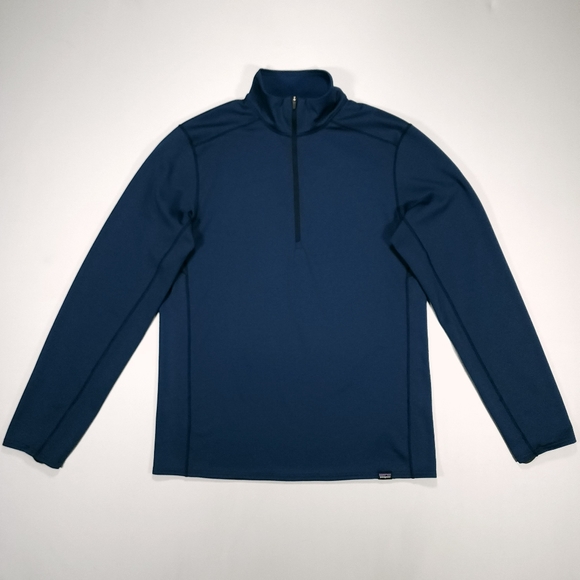 Patagonia Capilene Base Layer Midweight 1/4 Zip Mens M Polartec Blue Great Cond - Picture 1 of 14